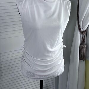 Donna Karan White Ruched Top